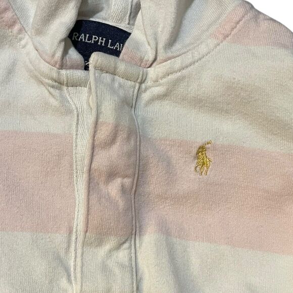Ralph Lauren Hoodie Sweatshirt Baby Girls 18 Months Pink White Henley Casual - Picture 4 of 7